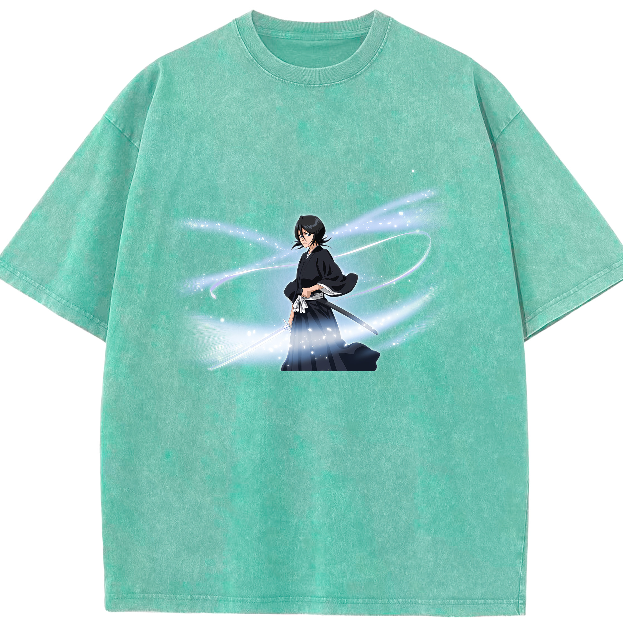 （画像用） ブリーチ 朽木ルキア BLEACH Kuchiki Rukia 綿100% ヴィンテージ風 半袖Tシャツ（フロントプリント）